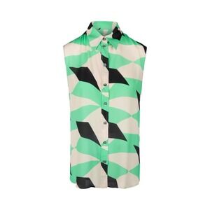 Ottod'Ame Blouse Womens 8 Multicolor Geometric Sleeveless Button Front Top Italy